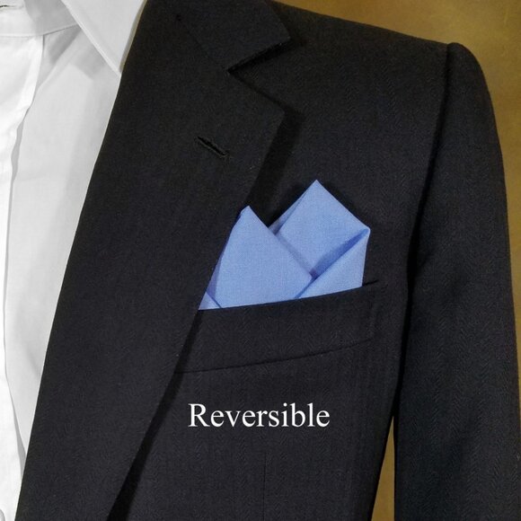 New - Periwinkle Blue Cotton Pre-Folded Pocket Square Handkerchief Insert - Picture 5 of 6